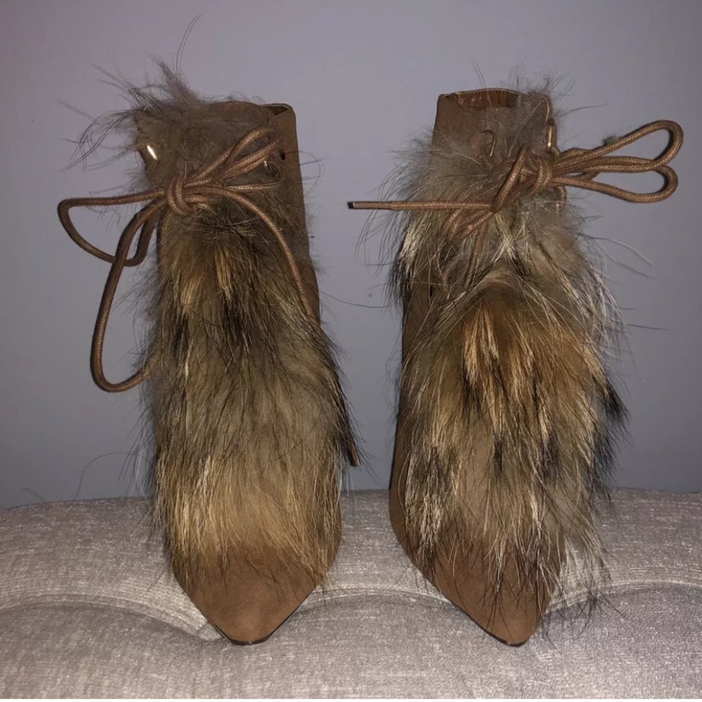 Liliana brown fur booties size 7